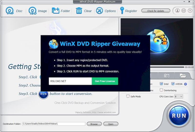 WinX DVD Ripper Platinum Бесплатная лицензия